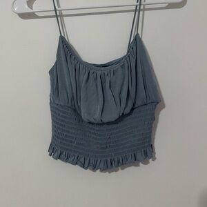 Fashion Nova Sky Blue Gathered Top